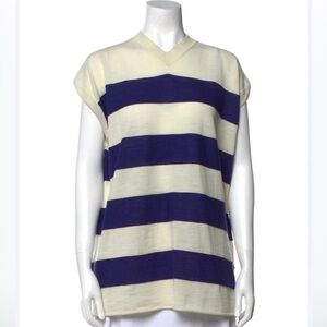 SOLD! New Sofie D’Hoore Ivory w/Marine Blue Striped Merino Top Sz M /generous